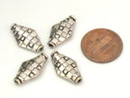 2 BEADS - Kite shape Sterling silver plated checker board design bead - BD603C
