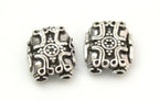 2 BEADS - Sterling silver plated cross design 2 hole rectangular shape beads - BD603A