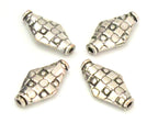 2 BEADS - Kite shape Sterling silver plated checker board design bead - BD603C