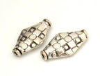2 BEADS - Kite shape Sterling silver plated checker board design bead - BD603C