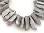 10 BEADS - Grey titanium quartz points - GM303
