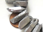 10 BEADS - Grey titanium quartz points - GM303