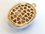 1 Piece - White enamel gold tone plated metal charm pendant 44 mm x 29 mm - PM252