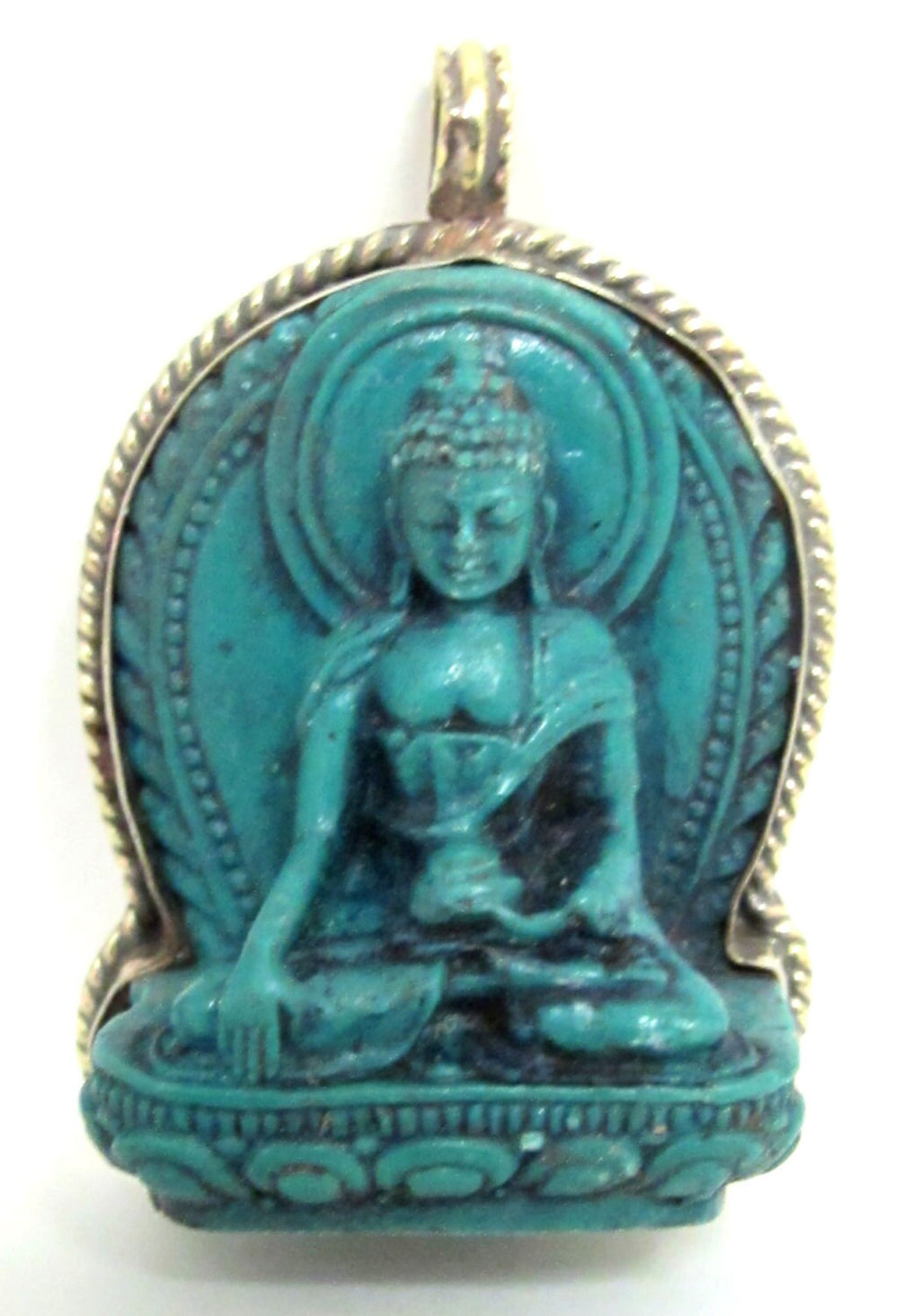 Meditating Green Buddha Tibetan pendant from Nepal -PS003A