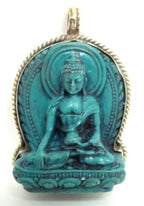 Meditating Green Buddha Tibetan pendant from Nepal -PS003A