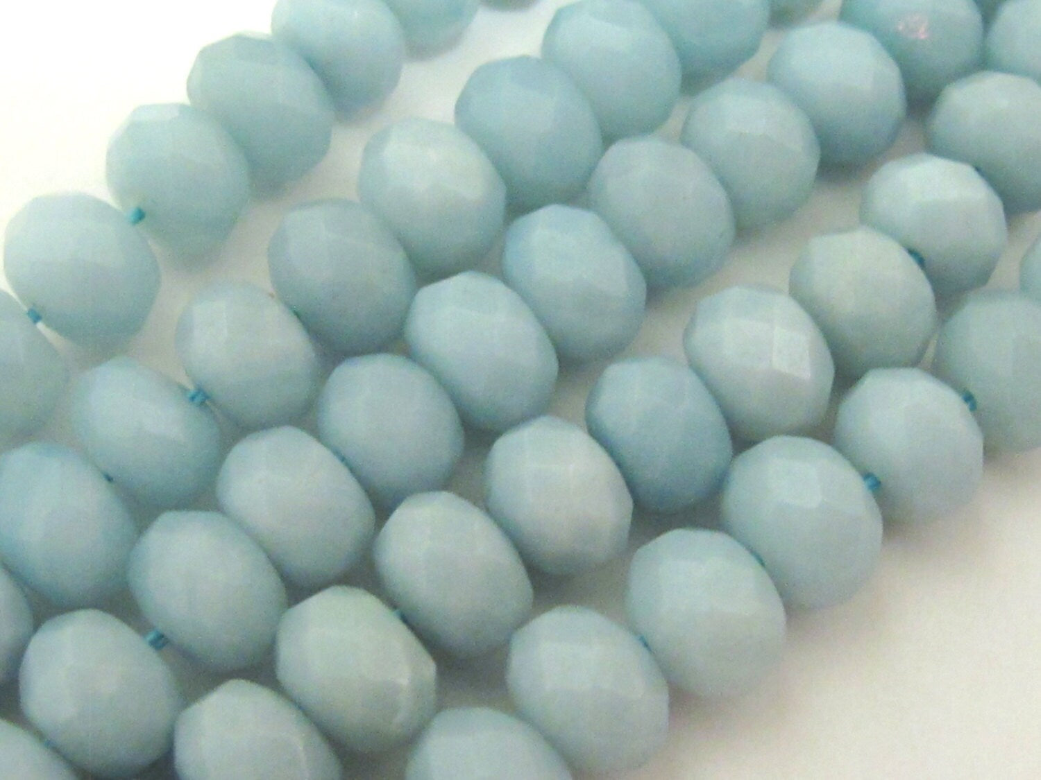 20 BEADS - Small size Faceted Rondelle Amazonite gemstone beads 8 mm x 6 mm - GM038B