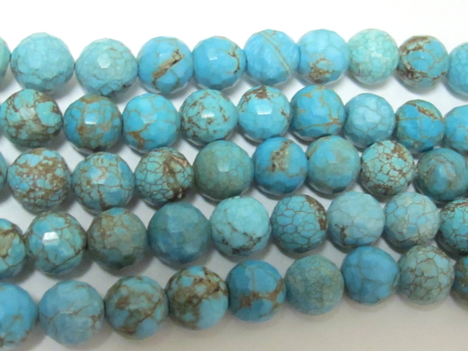 10 Beads - 10mm size Faceted Stabilized turquoise beads - GM062A