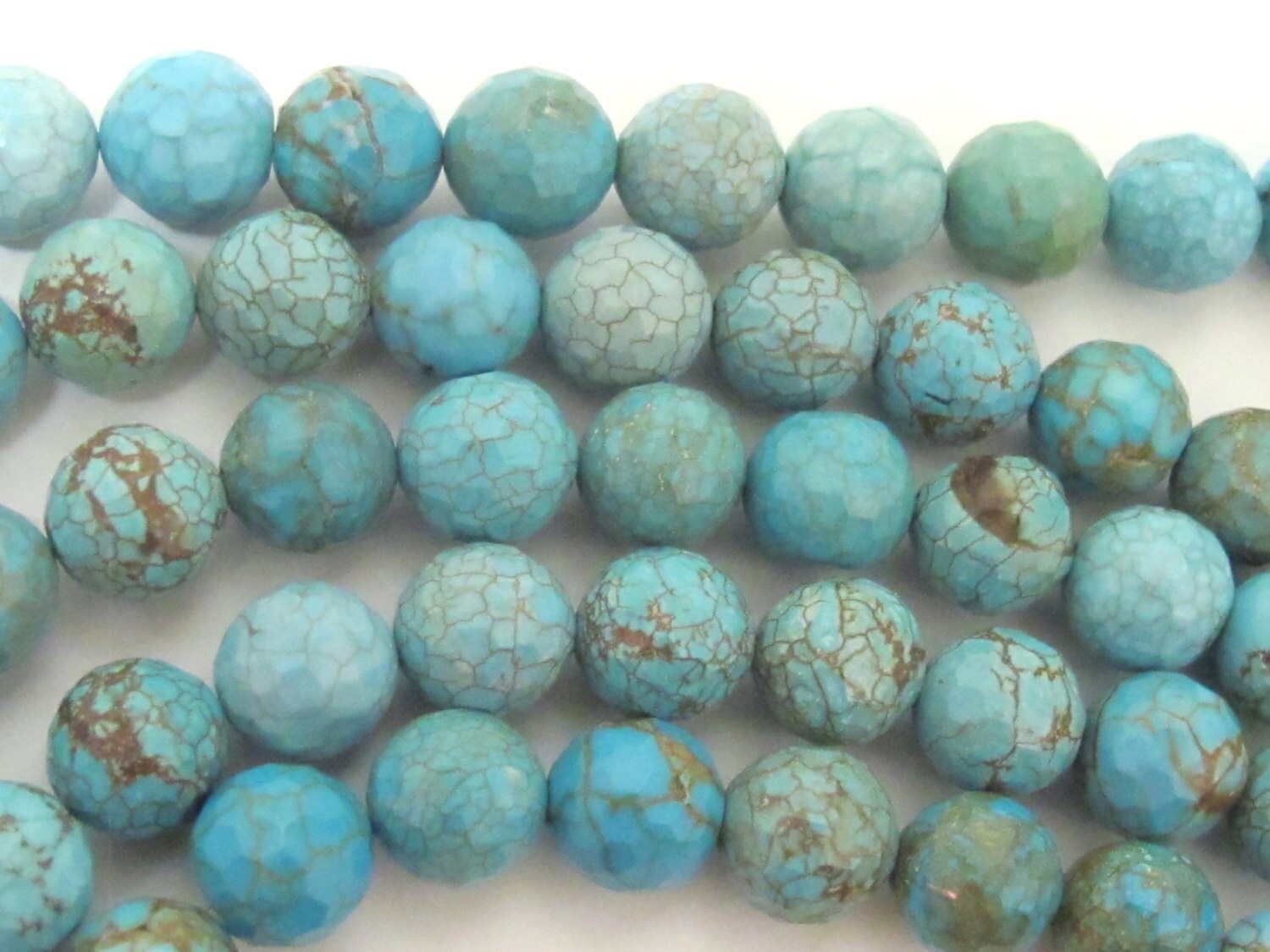 10 Beads - 10mm size Faceted Stabilized turquoise beads - GM062A