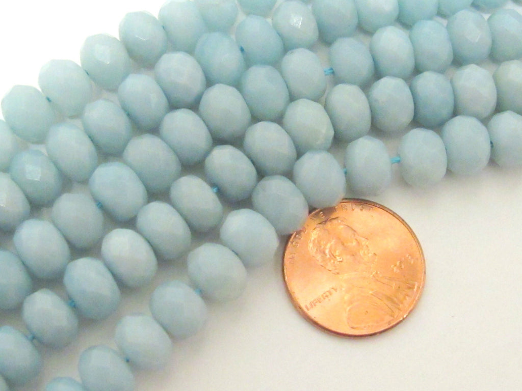 20 BEADS - Small size Faceted Rondelle Amazonite gemstone beads 8 mm x 6 mm - GM038B