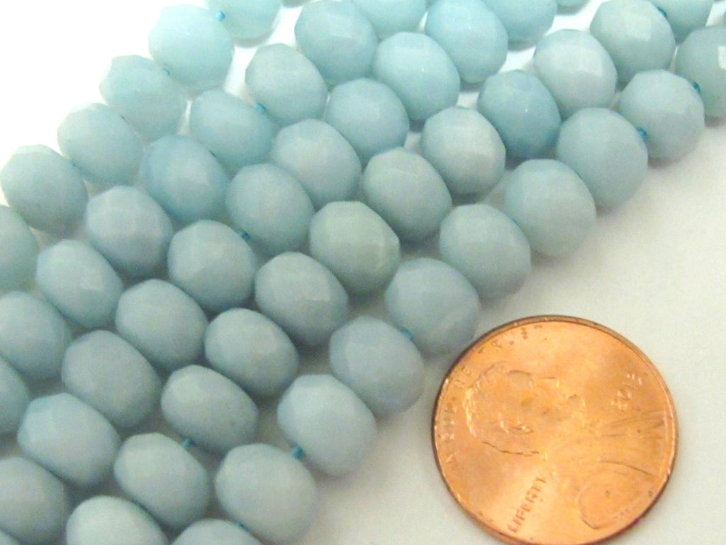 20 BEADS - Small size Faceted Rondelle Amazonite gemstone beads 8 mm x 6 mm - GM038B