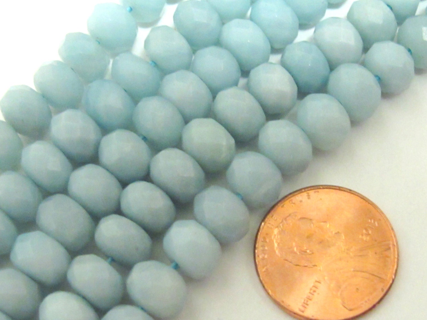 20 BEADS - Small size Faceted Rondelle Amazonite gemstone beads 8 mm x 6 mm - GM038B