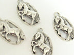 2 - Horse charms oval shape antiqued silver finish - CM081