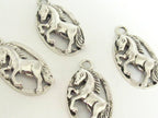 2 - Horse charms oval shape antiqued silver finish - CM081