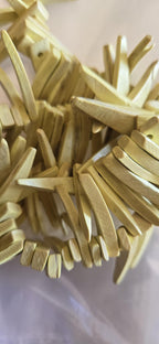 Yellow color coconut sticks Full Strand 15 inches bead size 26-28 mm triangle stick shape tribal design beads NB002A