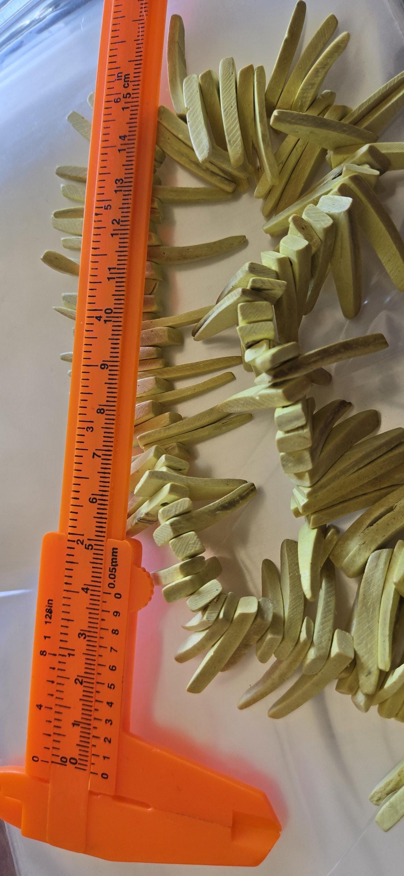 Yellow color coconut sticks Full Strand 15 inches bead size 26-28 mm triangle stick shape tribal design beads NB002A