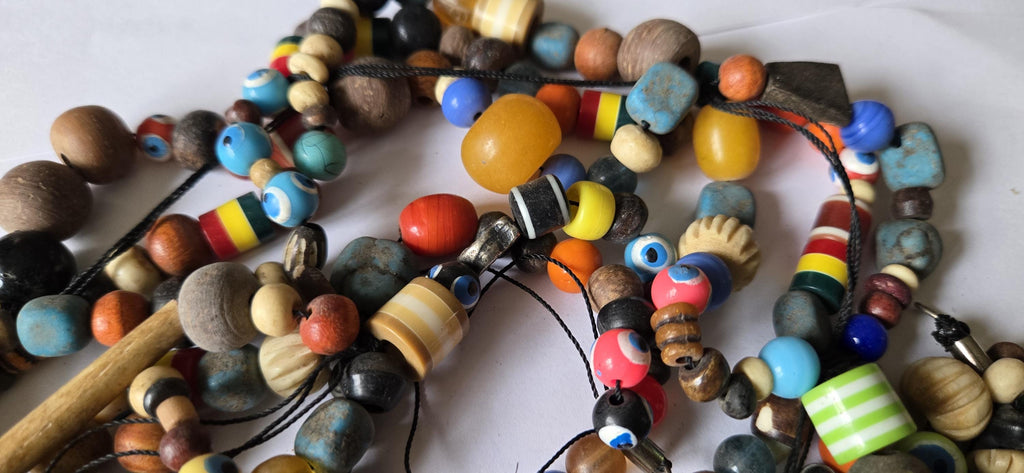 1 Full strand - 28 INCH - Mix vintage ethnic nepalese beads from Nepal - 3 layered - STR002H