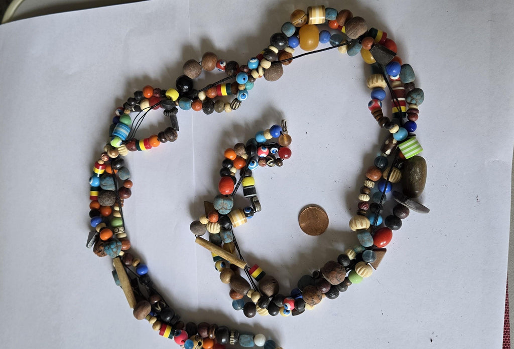 1 Full strand - 28 INCH - Mix vintage ethnic nepalese beads from Nepal - 3 layered - STR002H