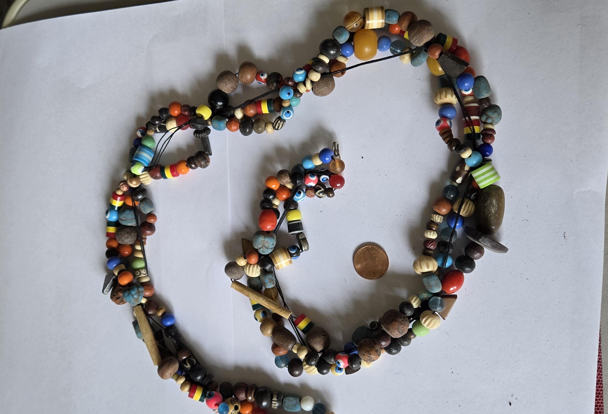 1 Full strand - 28 INCH - Mix vintage ethnic nepalese beads from Nepal - 3 layered - STR002H