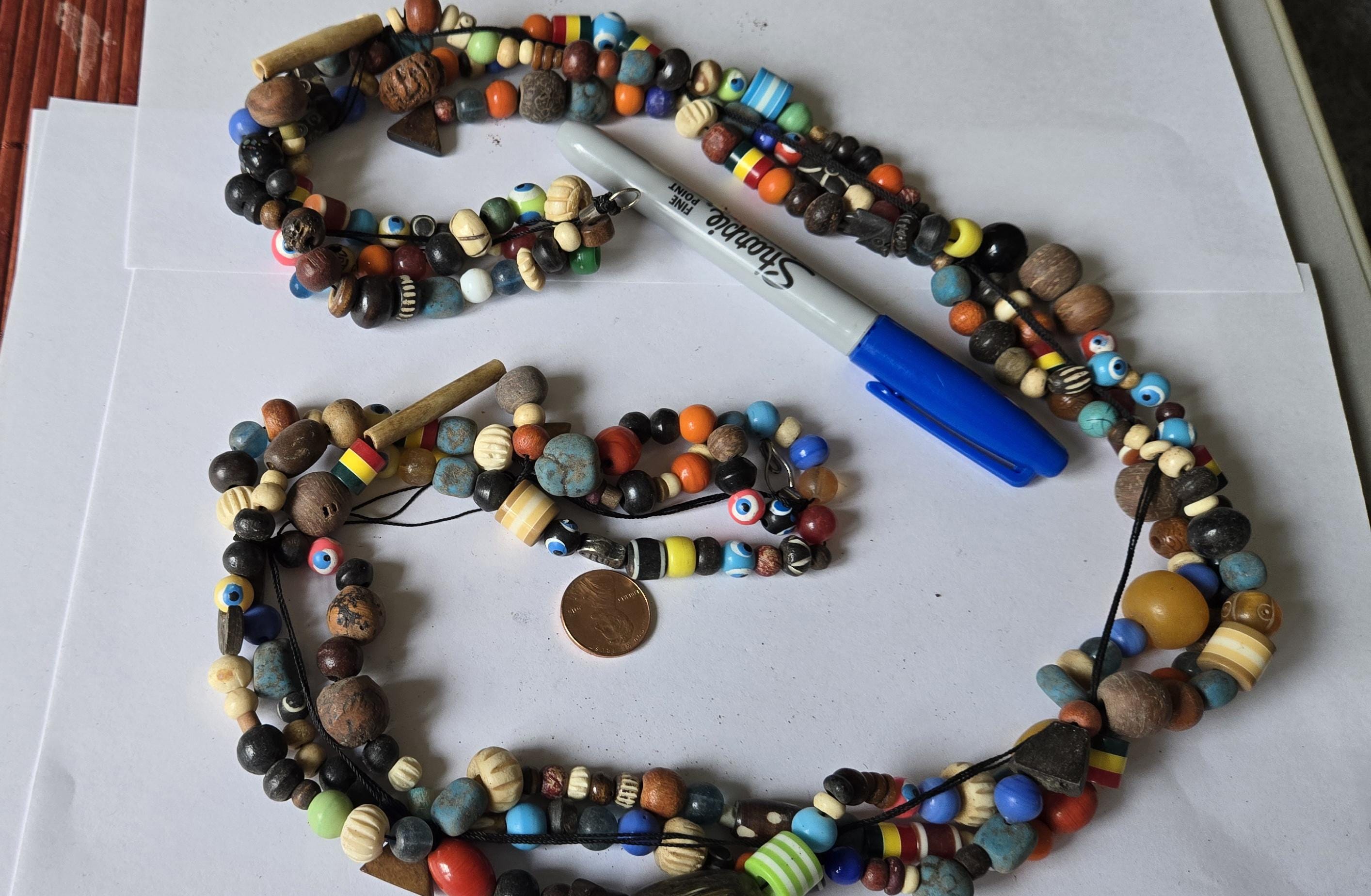 1 Full strand - 28 INCH - Mix vintage ethnic nepalese beads from Nepal - 3 layered - STR002H