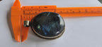 1 Pendant Tibetan Nepal flashy Labradorite gemstone pendant with flower carving on other side PM599K - RL003A