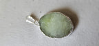 Pastel Green shimmer Druzy agate geode silver edged pendant - SP020B