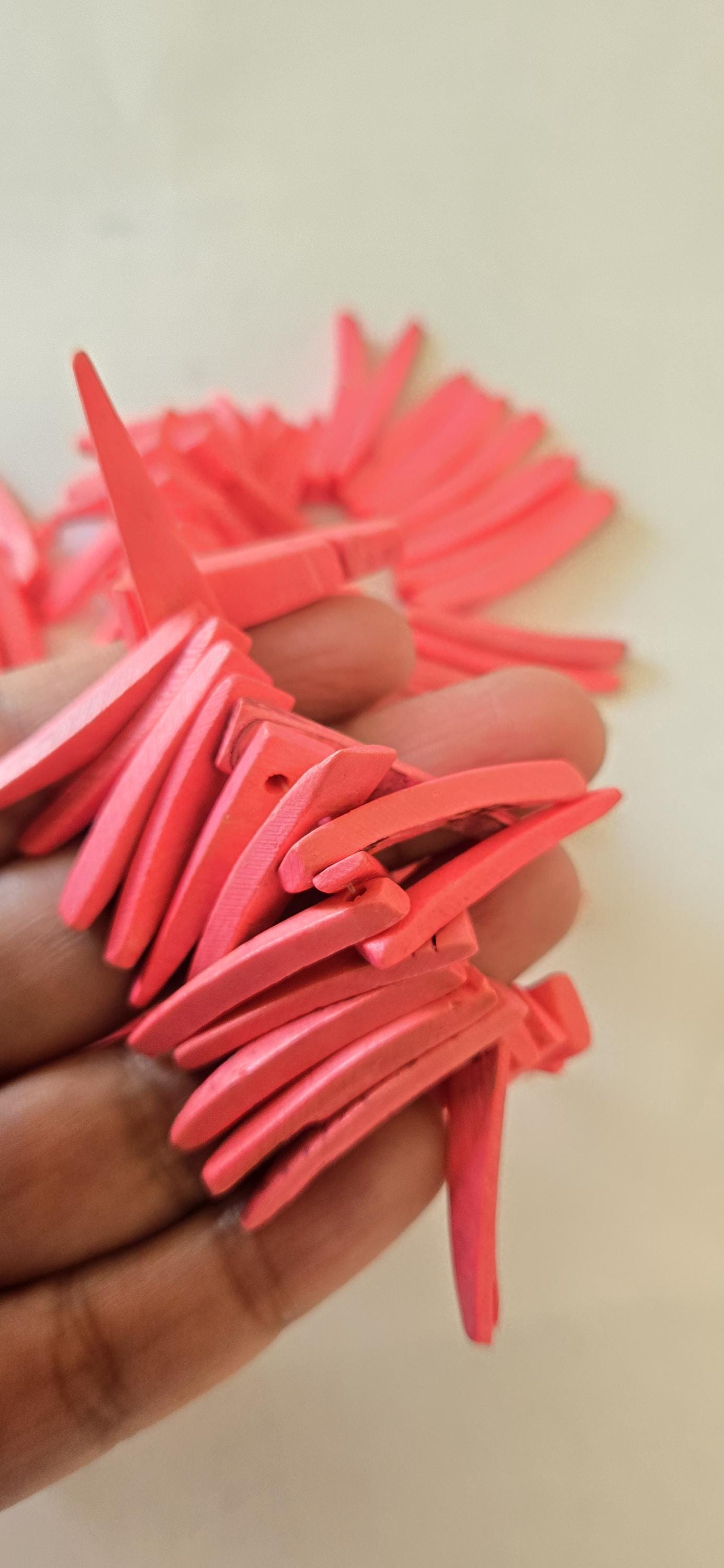 Salmon pink coconut sticks Full Strand 15 inches - 100 plus sticks - NB036M