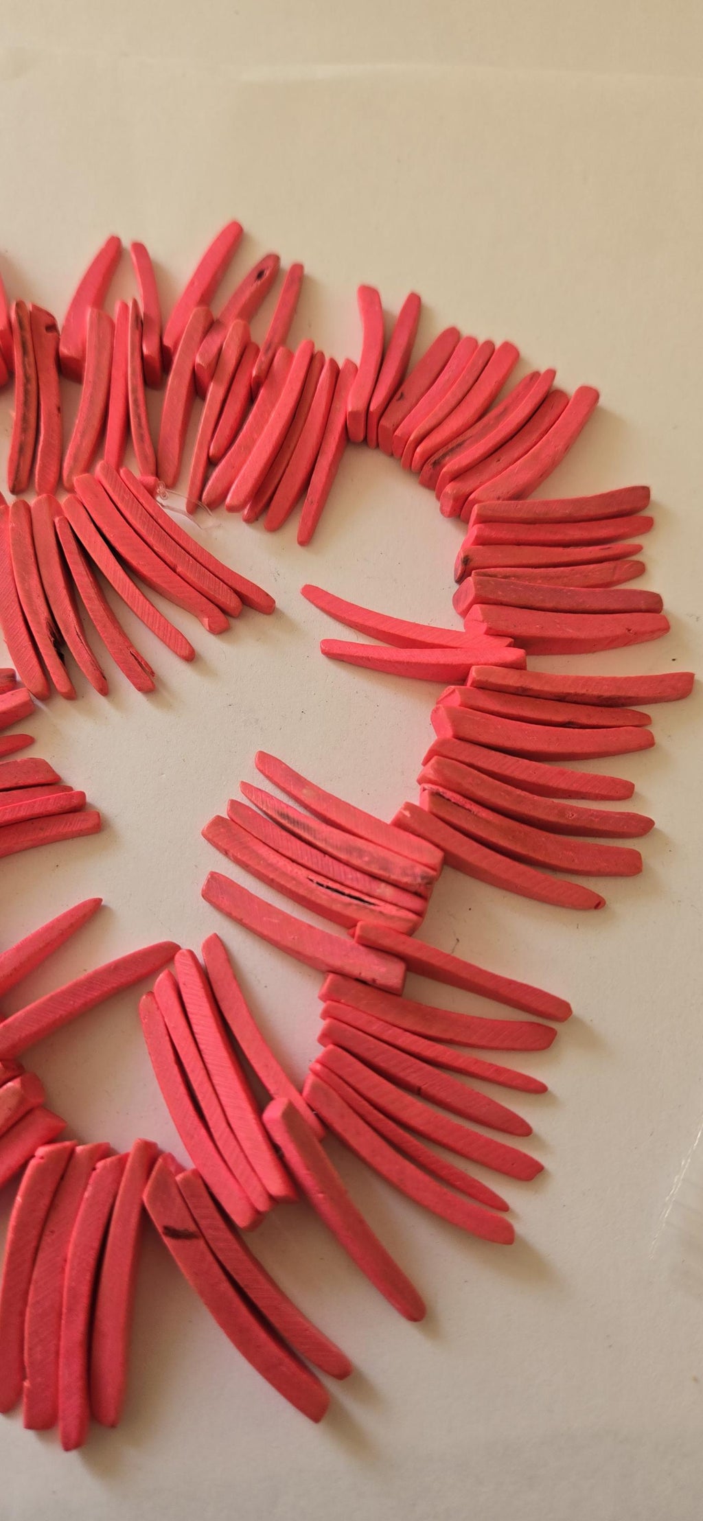 Salmon pink coconut sticks Full Strand 15 inches - 100 plus sticks - NB036M