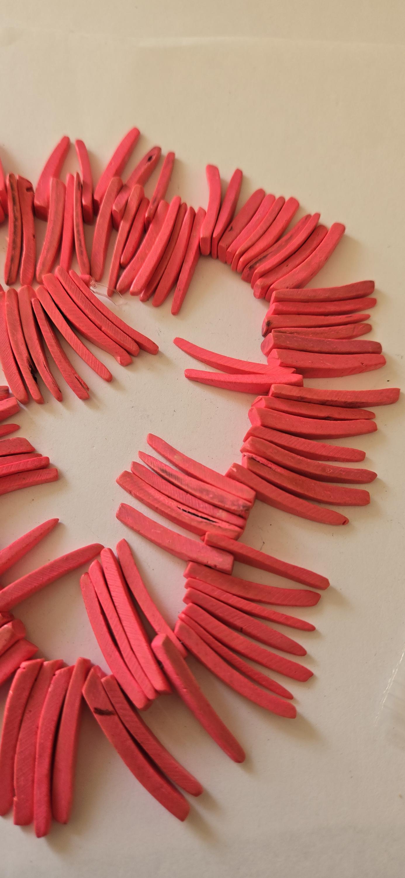 Salmon pink coconut sticks Full Strand 15 inches - 100 plus sticks - NB036M