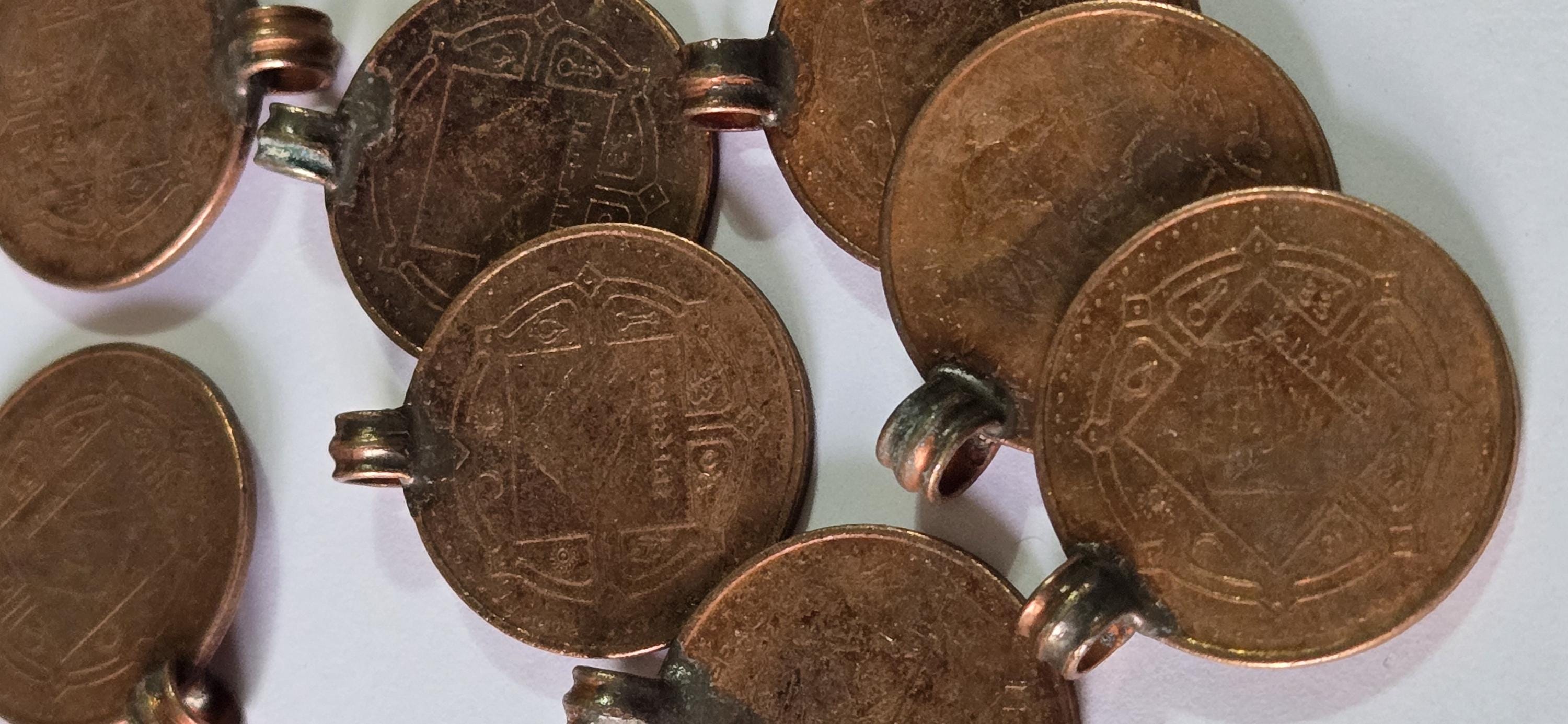 2 Coins- 25 mm old Nepal coin pendant charms - BD952G