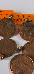 2 Coins- 25 mm old Nepal coin pendant charms - BD952G