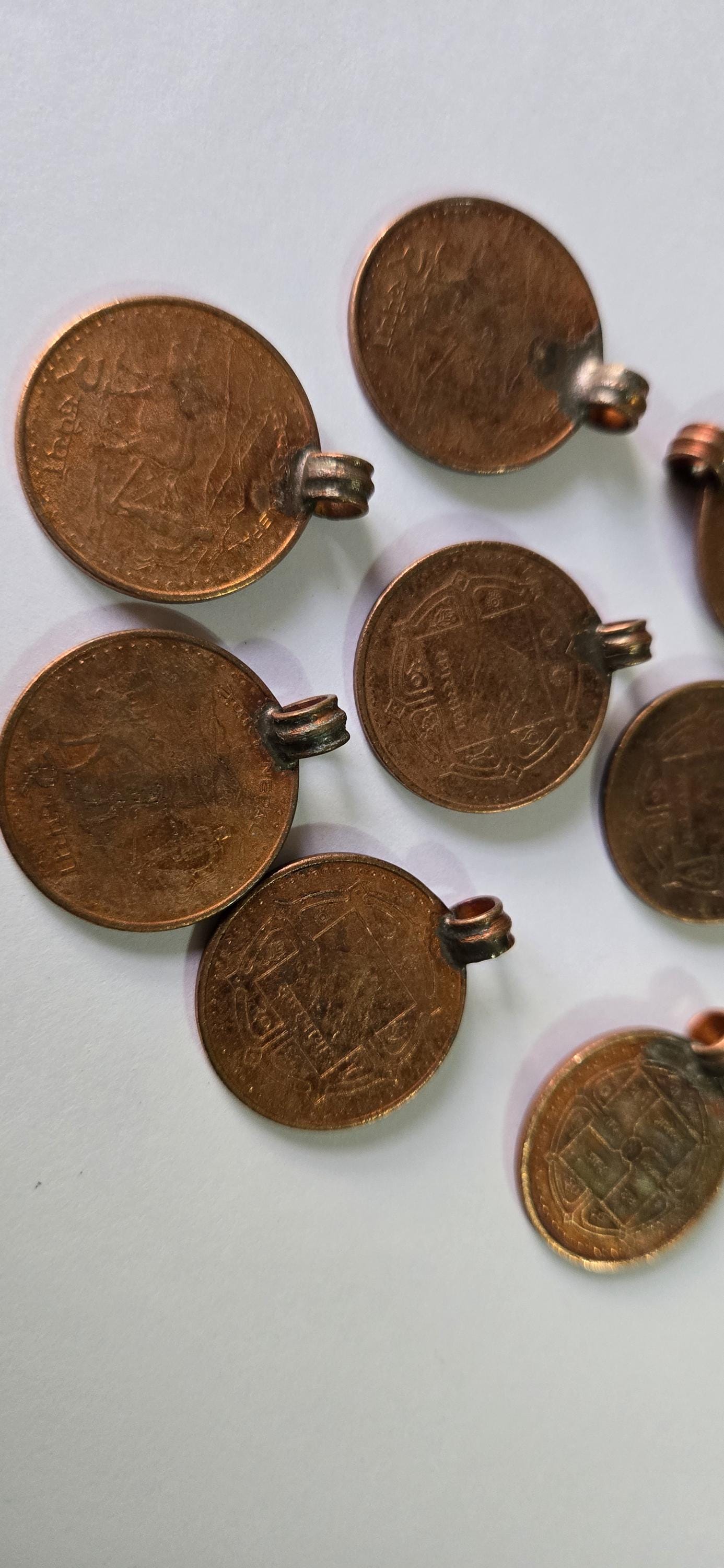 2 Coins- 25 mm old Nepal coin pendant charms - BD952G