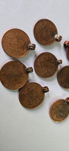 2 Coins- 25 mm old Nepal coin pendant charms - BD952G