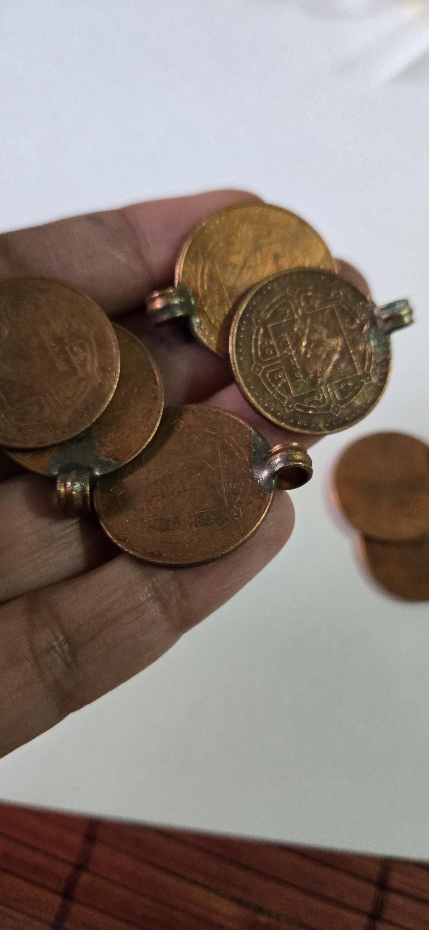 2 Coins- 25 mm old Nepal coin pendant charms - BD952G
