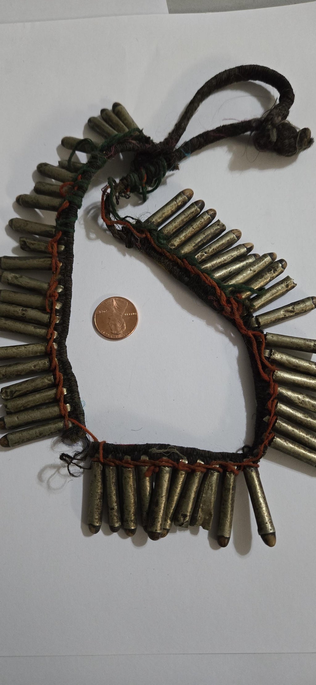 Vintage old ethnic nepal tribal brass bullet pendants necklace one of a kind - Selling As Is - STR003A