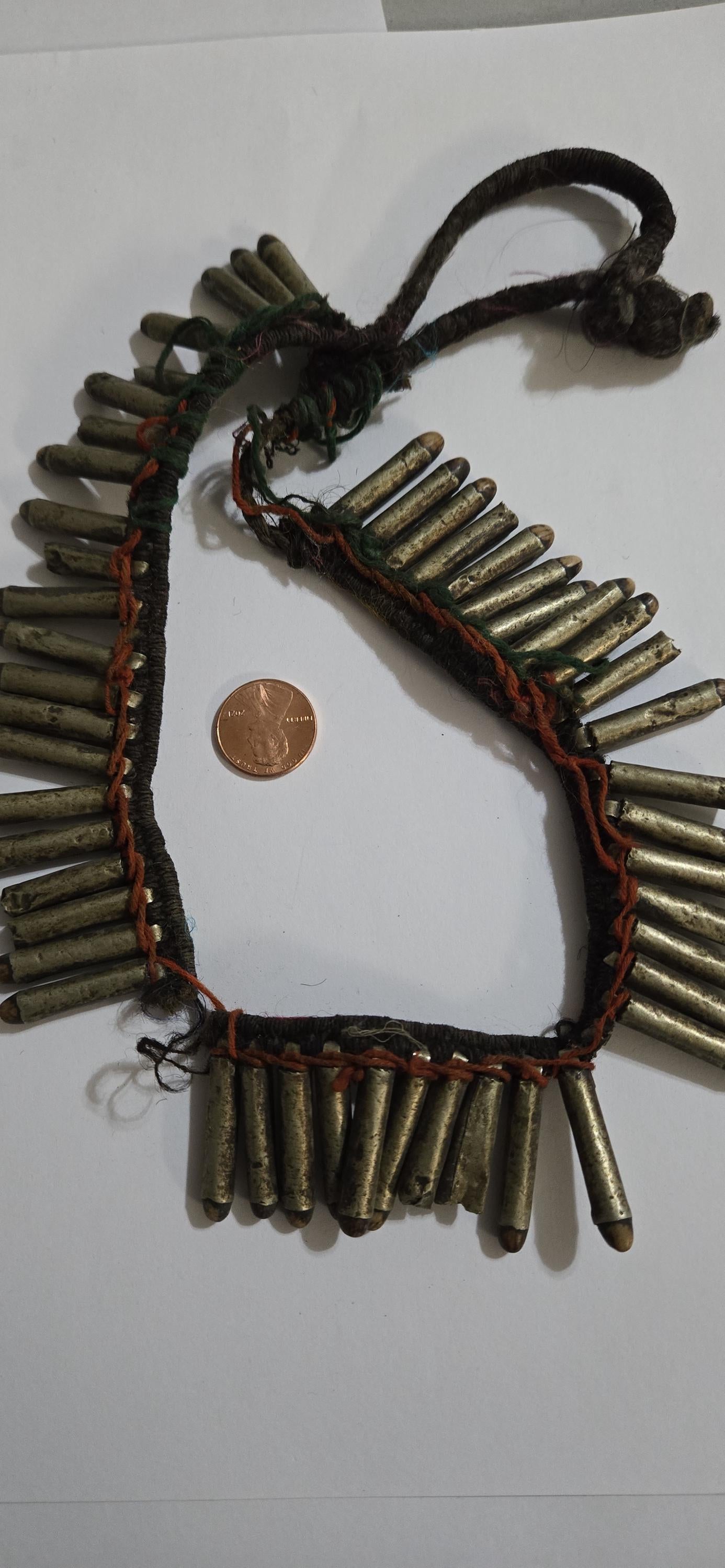 Vintage old ethnic nepal tribal brass bullet pendants necklace one of a kind - Selling As Is - STR003A
