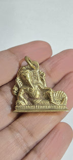 1 Pendant - Shree Ganesha seated brass pendant with Om from Nepal - CP116 - custom design copyright Nepalbeadshop