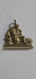 1 Pendant - Shree Ganesha seated brass pendant with Om from Nepal - CP116 - custom design copyright Nepalbeadshop