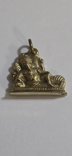 1 Pendant - Shree Ganesha seated brass pendant with Om from Nepal - CP116 - custom design copyright Nepalbeadshop