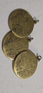 Tibetan brass om and golden fish symbol antiqued finish ashtamangala auspicious symbol Om pendant - CP011B