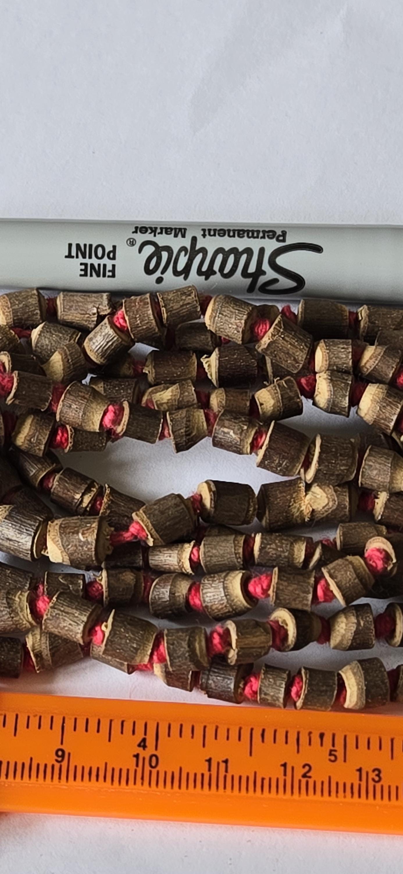 Smal size light weight Natural Tulsi wood beads strand knotted- 100 beads - NB094