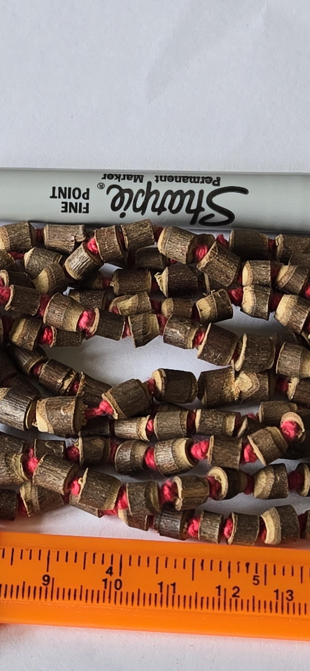 Smal size light weight Natural Tulsi wood beads strand knotted- 100 beads - NB094