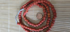 Ethnic nepali reddish orange salmon sherpa glass beads strand from Nepal -BD944G