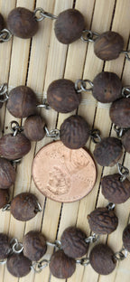57 beads - 1 strand - Dark brown color small natural seed beads mala making wired loop beads from Nepal - BD944E