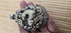 OOAK large freeform Tibetan pendant agate gemstone elephant pendant with deer reversible design unique nepal pendants - 1 pc - PM275A