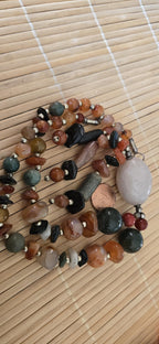 Tibetan beads ethnic Nepal himalayan old gemstone beads strand agate quartz carnelian beads - BD944M