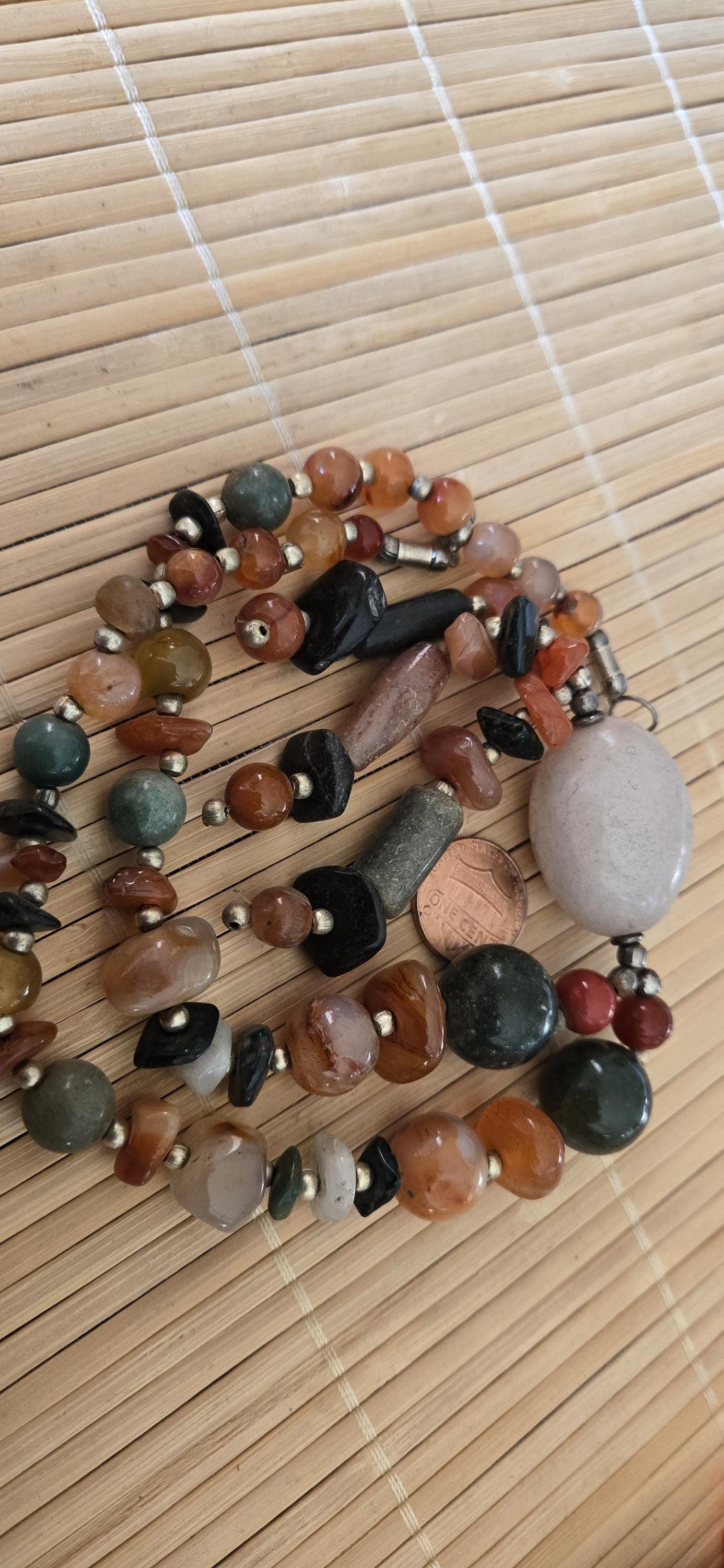 Tibetan beads ethnic Nepal himalayan old gemstone beads strand agate quartz carnelian beads - BD944M