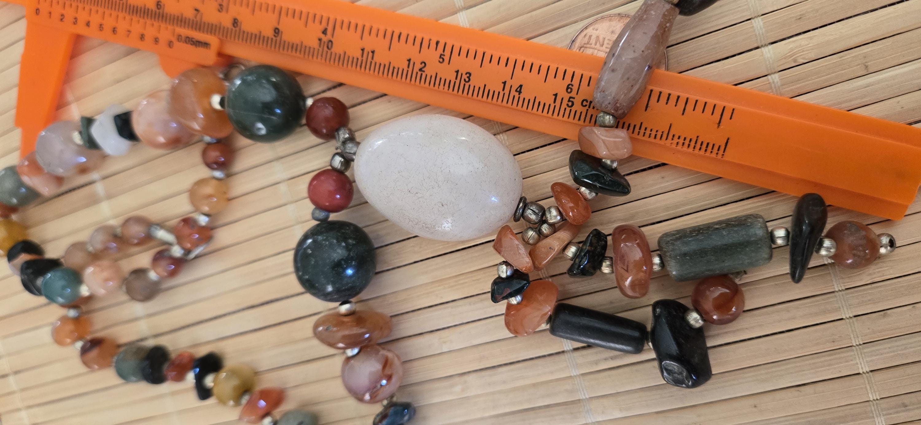 Tibetan beads ethnic Nepal himalayan old gemstone beads strand agate quartz carnelian beads - BD944M