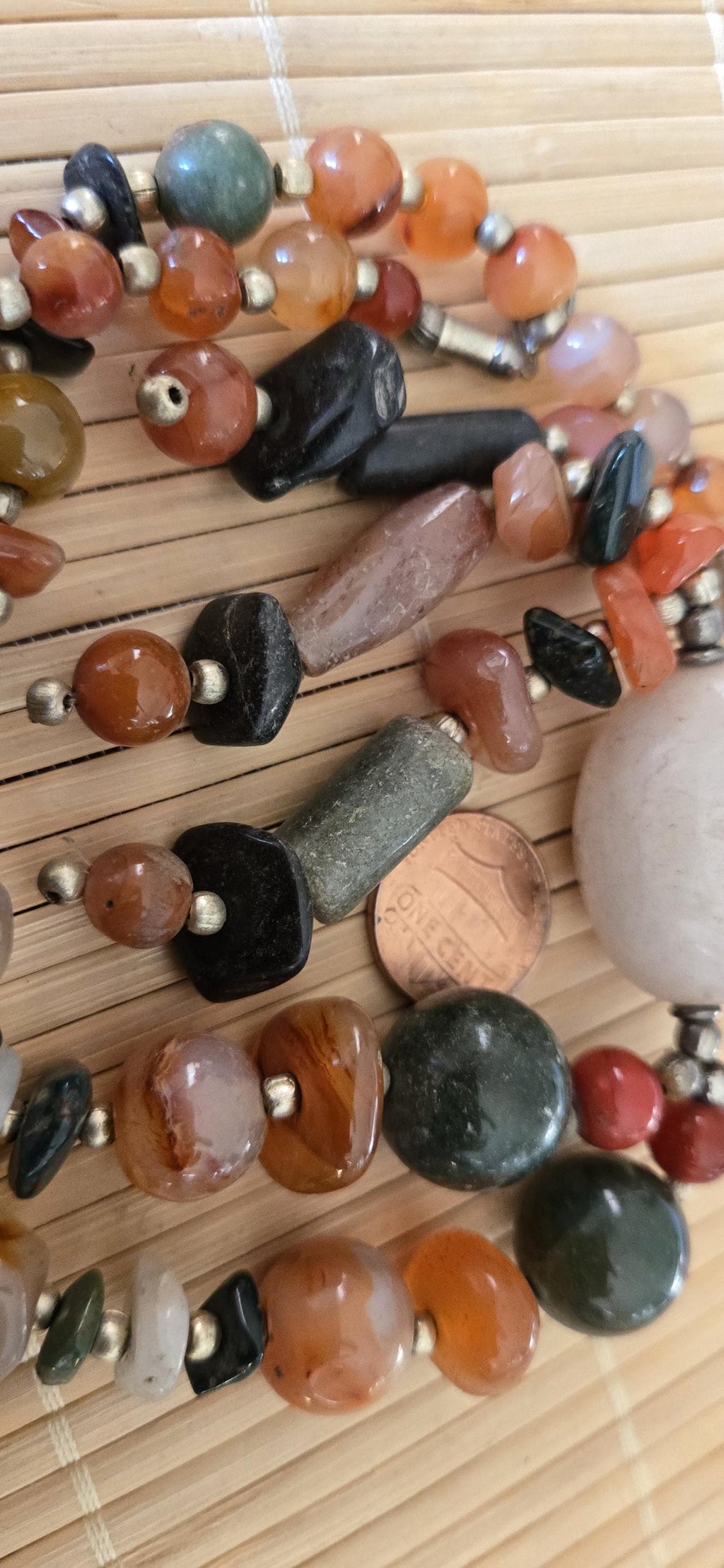 Tibetan beads ethnic Nepal himalayan old gemstone beads strand agate quartz carnelian beads - BD944M