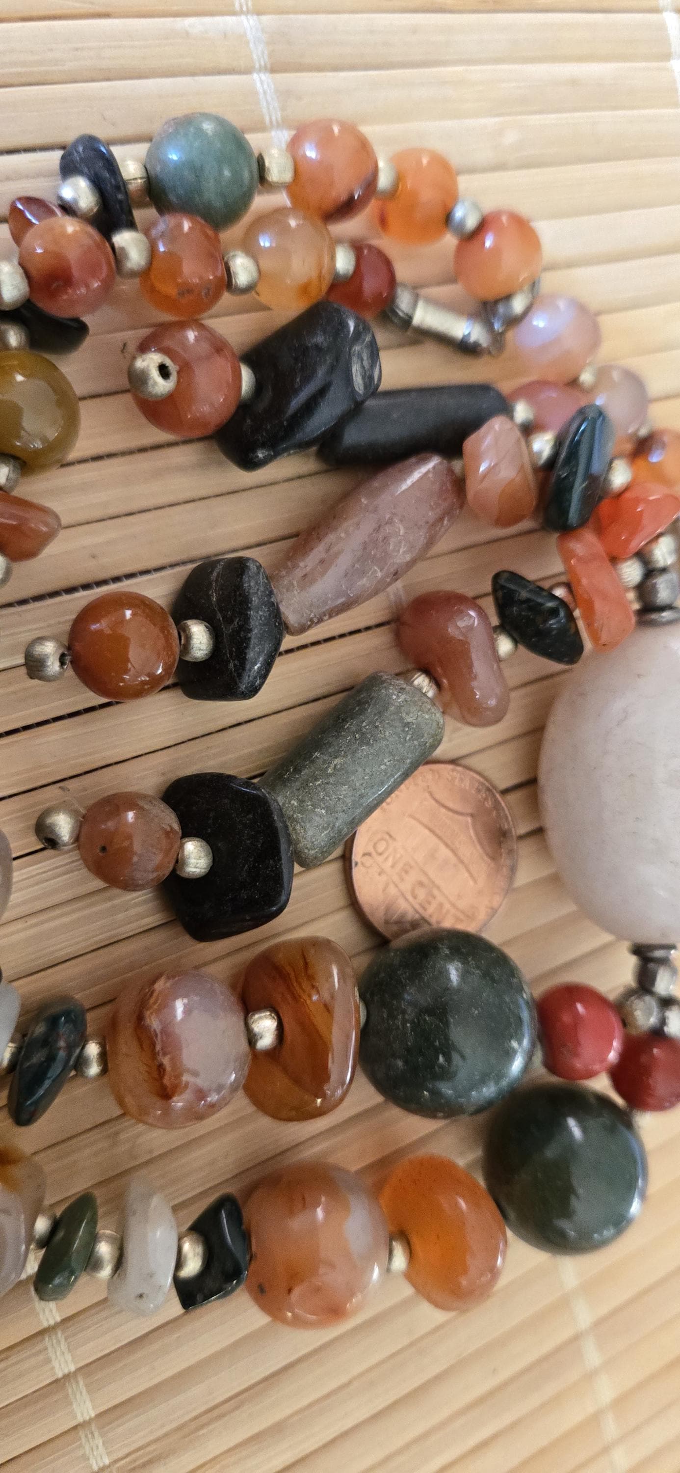 Tibetan beads ethnic Nepal himalayan old gemstone beads strand agate quartz carnelian beads - BD944M