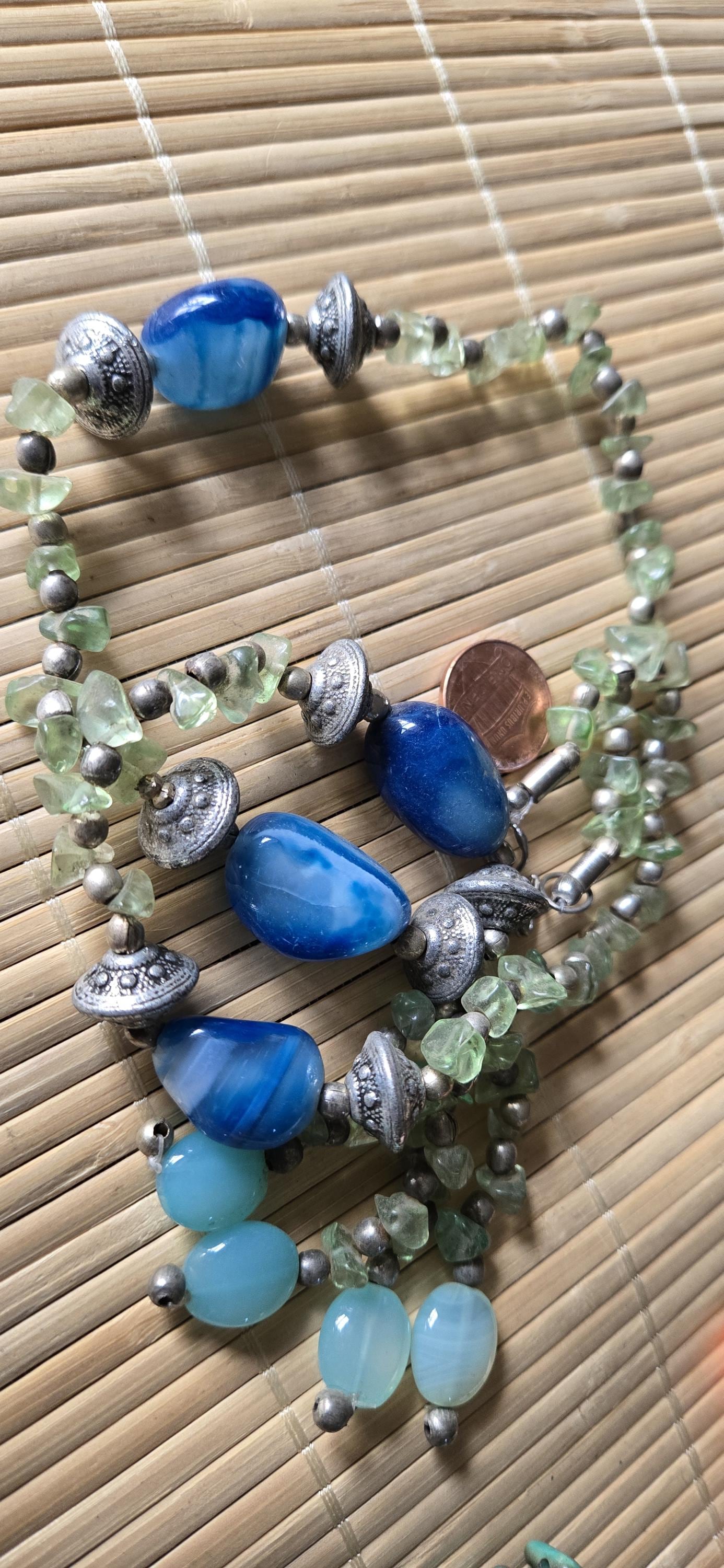 Tibetan beads ethnic Nepal himalayan old gemstone beads strand quartz agate onyx beads - BD944P